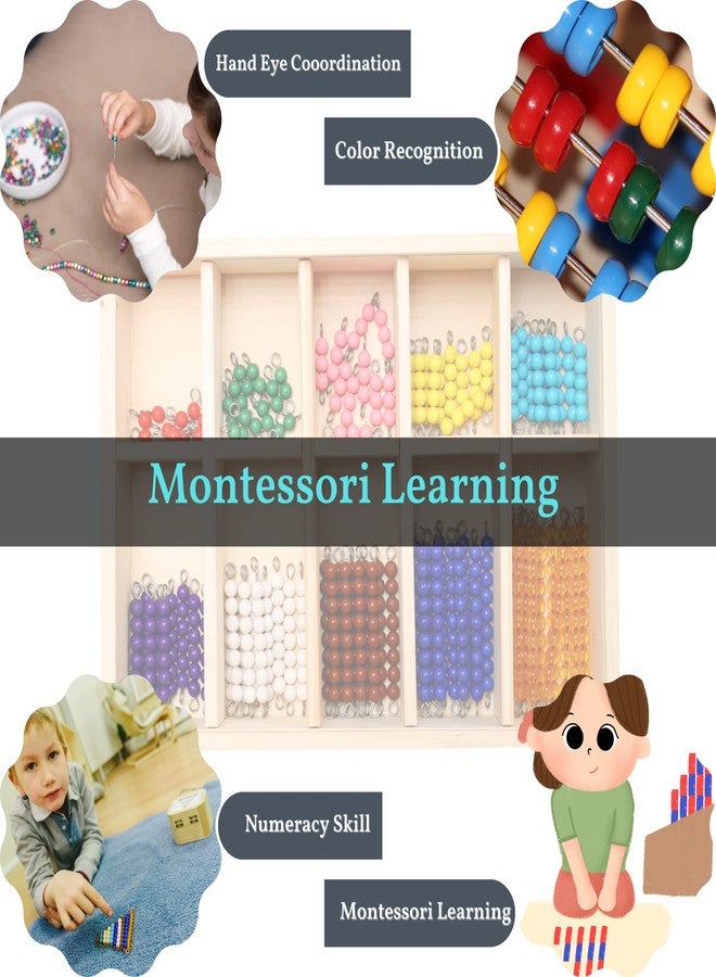 GIFT EQUALS LOVE GELTOY Handmade Wooden Montessori Counting Beads Checker Board Math Games Toy Teaching Numbers Educational Decanomial Learning Homeschooling Toys Set (Educational) - Image 3